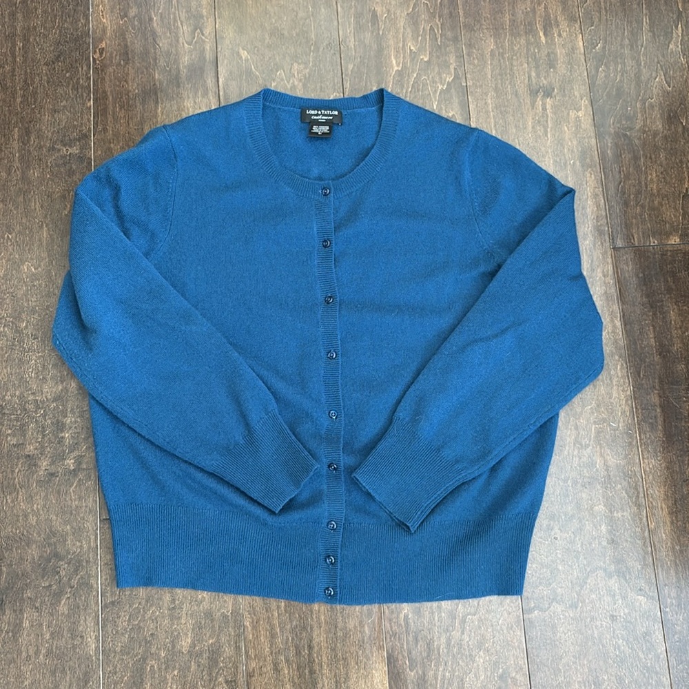 Lord & Taylor 100% Cashmere Cardigan Deep Teal